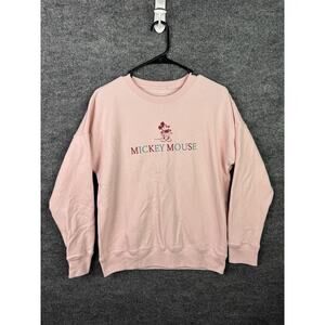 Abercrombie Kids Mickey Mouse Sweater Pink Disney Size 13/14 Crew Neck